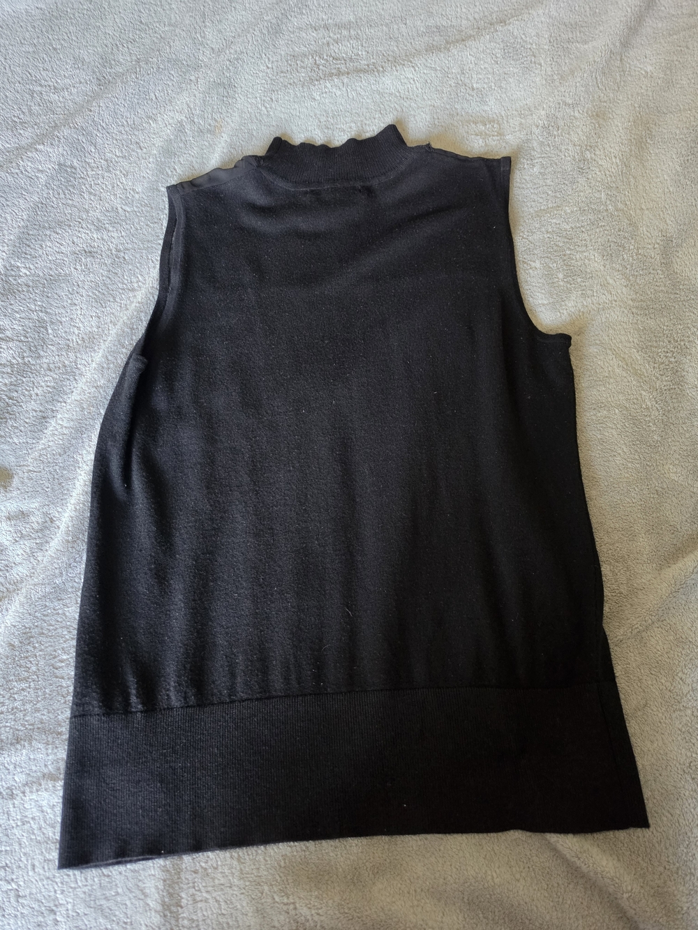 Cable & Gauge Black Sleeveless Mock Neck Tank with Subtle Embellishment - Picture 3 of 3
